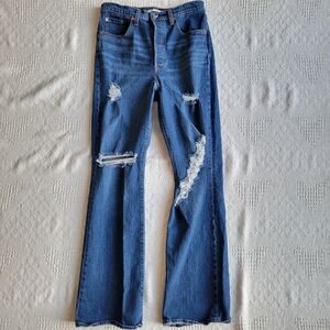 Levi's Ribcage Boot Distressed 90's High Waisted Casual Denim Jean- Dark Wash